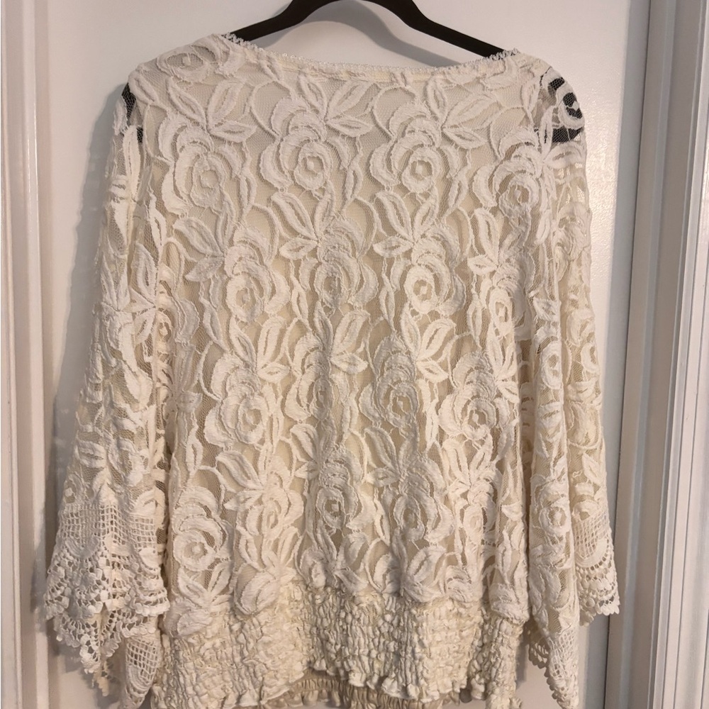 Lauren Michelle Women's White Lace Blouse - Picture 2 of 4